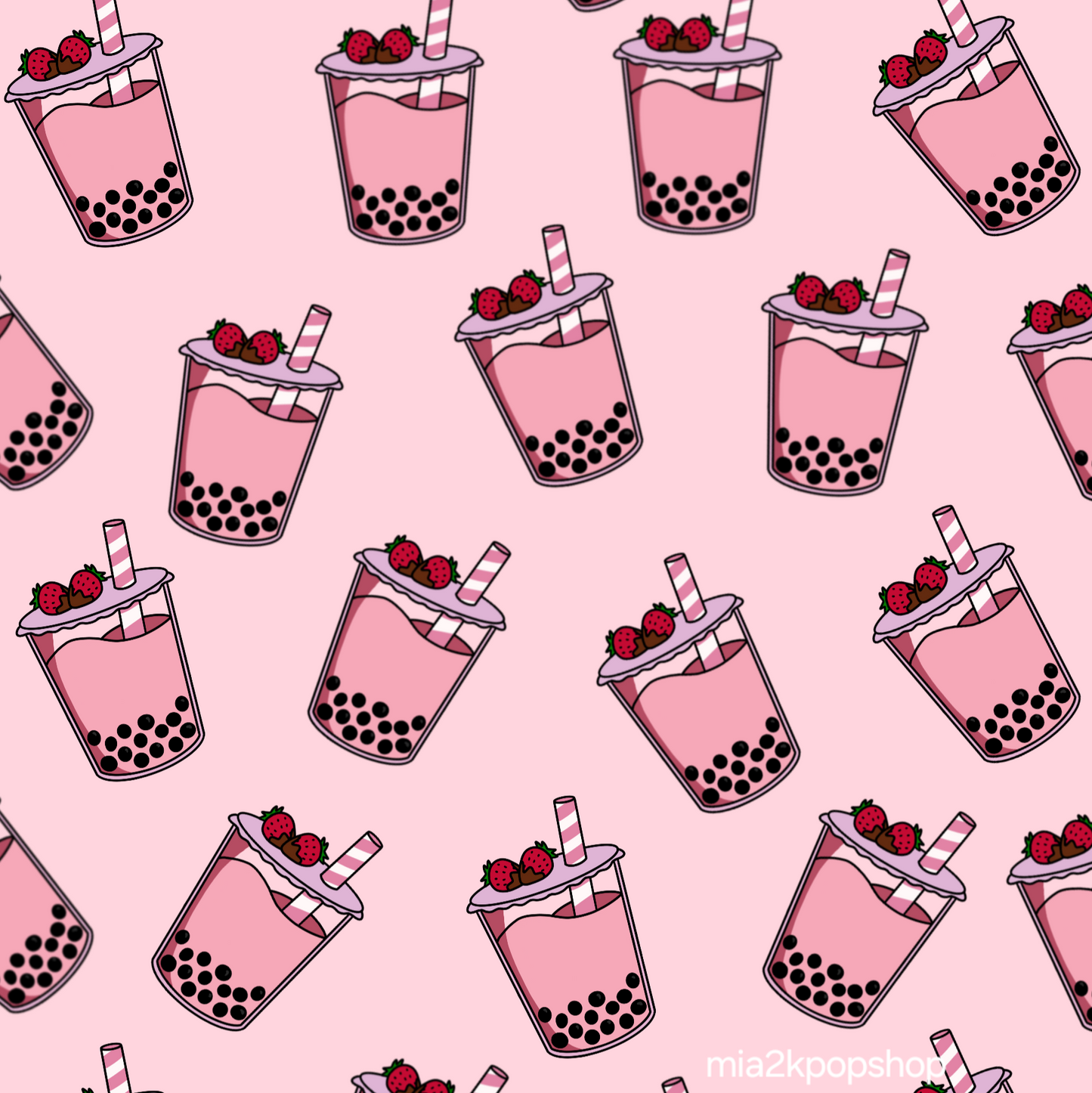 Pink Boba Tea Scrunchie