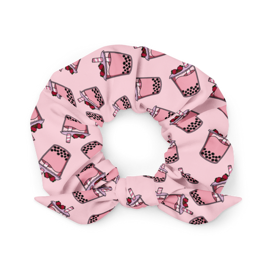 Pink Boba Tea Scrunchie
