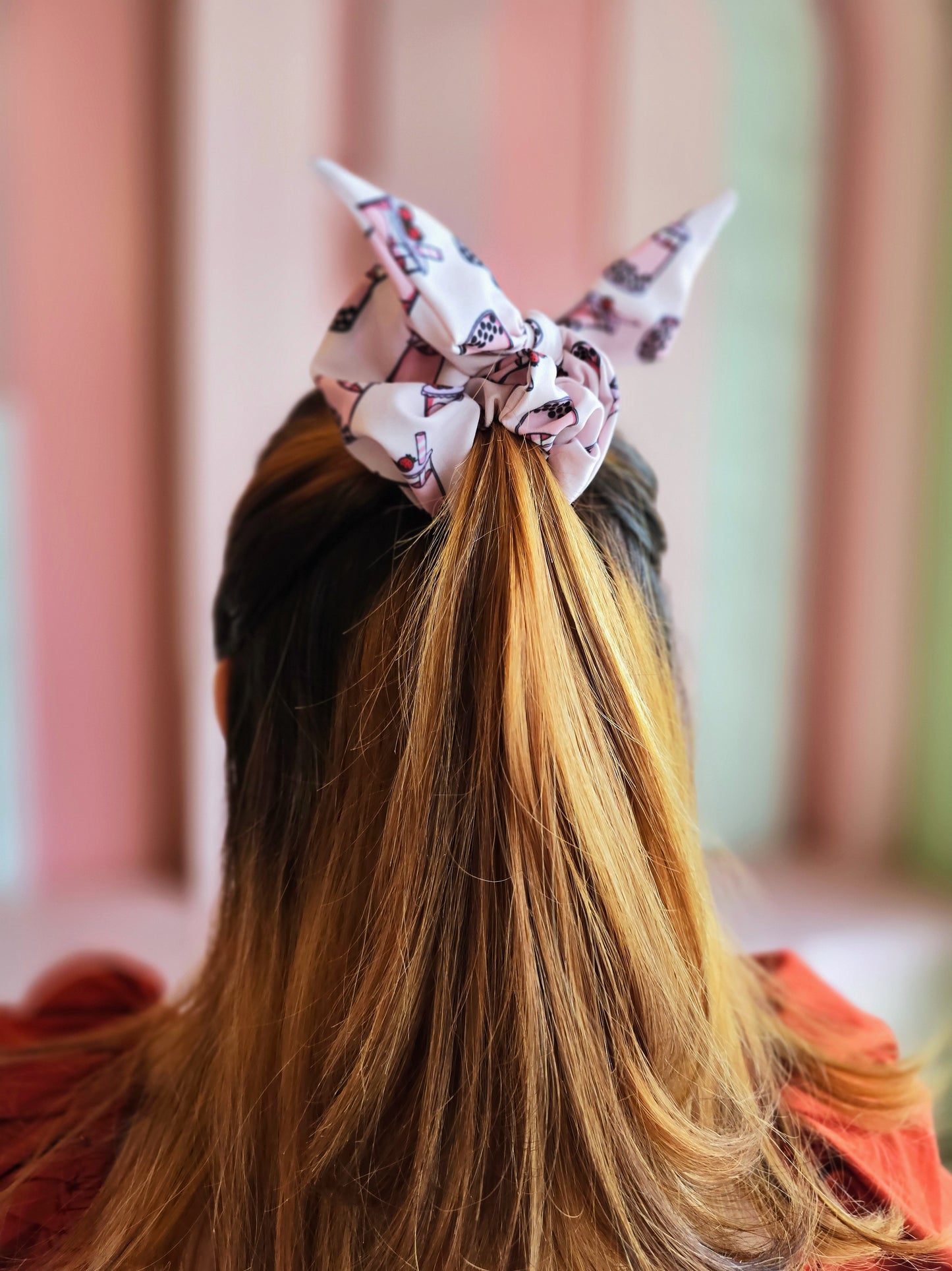 Pink Boba Tea Scrunchie