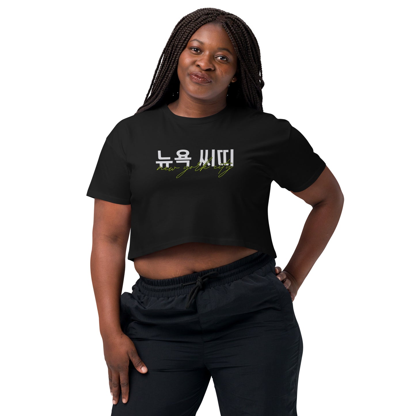 New York City Hangul Graphic Crop Top
