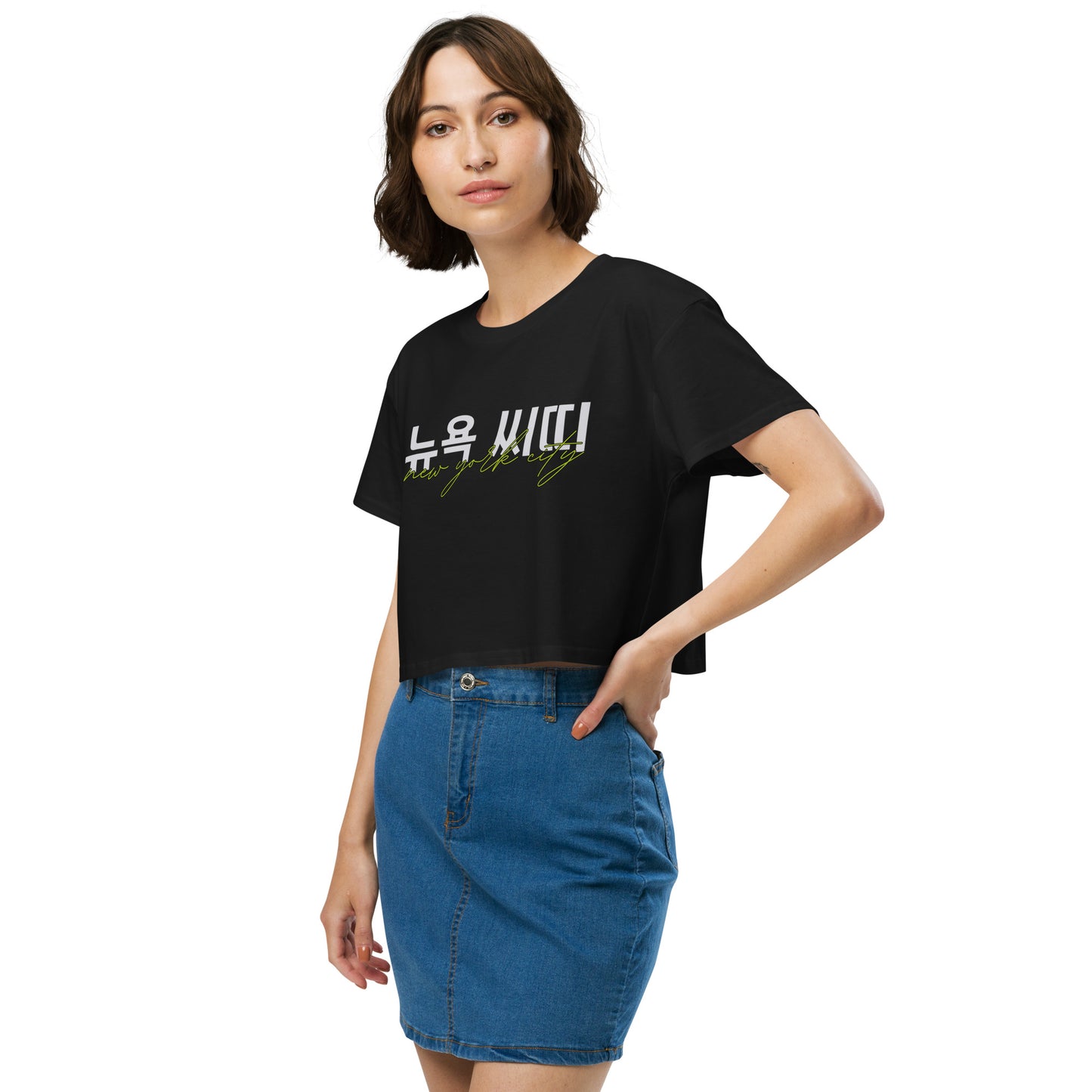 New York City Hangul Graphic Crop Top